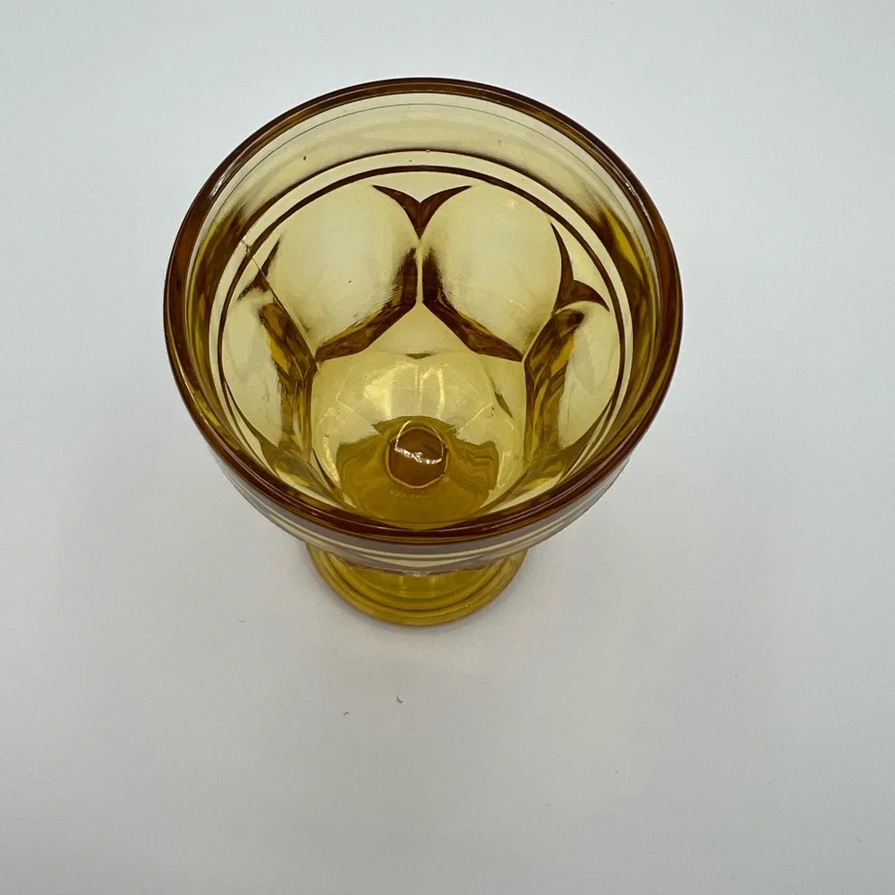 ANCHOR HOCKING FAIRFIELD Amber 6” Golden Honey Goblet Water Ice Tea Vintage
